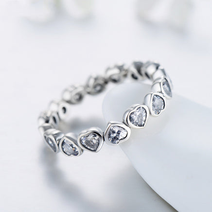 Sterling Silver Heart to Heart to Heart Ring - Sterling Hearts