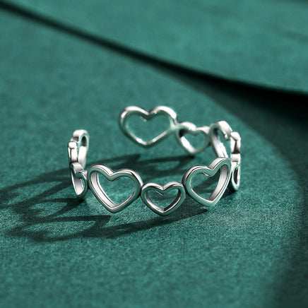 Sterling Silver Vintage Irregular Heart Cutout Love Ring - Sterling Hearts