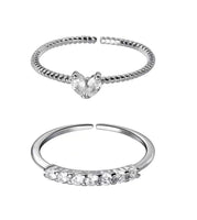 S925 Sterling Silver French Style Gang Drill Love Heart-shaped Ring - Sterling Hearts