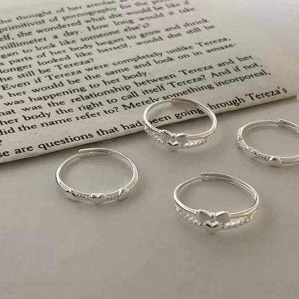 Sterling Silver Bow Love Heart-shaped Ring - Sterling Hearts