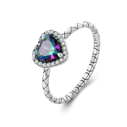 Retro Colored Loving Heart Ring - Sterling Hearts