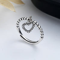 Sterling Silver Love Heart Pendant Ring - Sterling Hearts