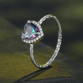 Retro Colored Loving Heart Ring - Sterling Hearts