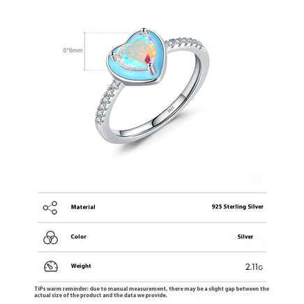 Sterling Silver Inlaid Colorful Heart-shaped Zircon Ring - Sterling Hearts
