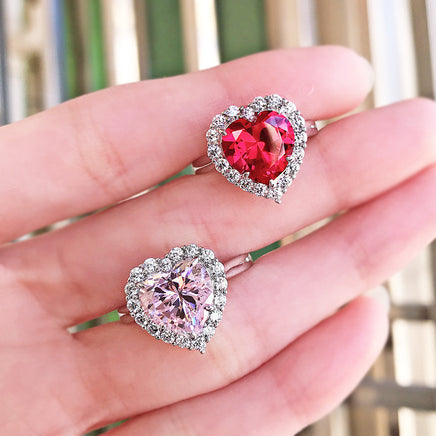 Women's Elegant Fashion Micro Set Zircon Heart Ring - Sterling Hearts