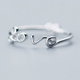 S925 Sterling Silver LOVE Heart-shaped Ring - Sterling Hearts