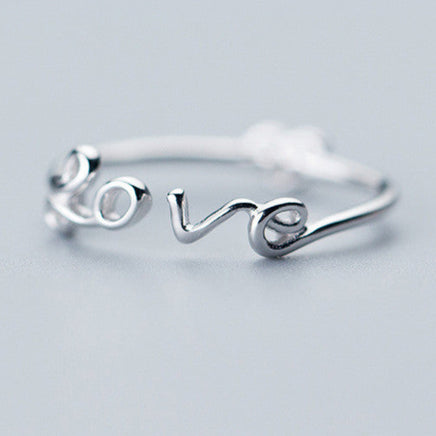 S925 Sterling Silver LOVE Heart-shaped Ring - Sterling Hearts