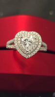 Radiant Embrace - 1ct Double Halo Heart Moissanite Ring