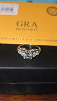 Hearts Desire - 2ct Round Moissanite Ring with Heart Accents Gold Plated Sterling Silver 925