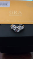 Hearts Desire - 2ct Round Moissanite Ring with Heart Accents Gold Plated Sterling Silver 925