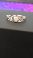 Enchanted Opal - Heart-Shaped Opal Ring with Filigree Sterling Silver 925