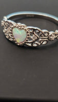 Enchanted Opal - Heart-Shaped Opal Ring with Filigree Sterling Silver 925