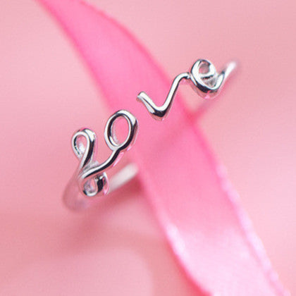 S925 Sterling Silver LOVE Heart-shaped Ring - Sterling Hearts