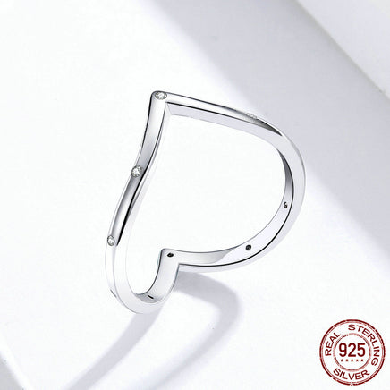 Sterling Silver Ring Love Heart Platinum Plated Ring - Sterling Hearts