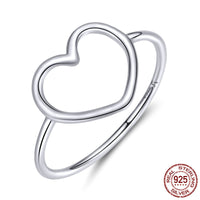 S925 Sterling Silver Simple Fashion Heart-shaped Plain Silver Ring - Sterling Hearts