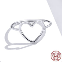 S925 Sterling Silver Simple Fashion Heart-shaped Plain Silver Ring - Sterling Hearts