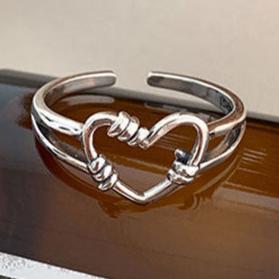 Vintage Love Heart Opening 925 Sterling Silver Ring - Sterling Hearts