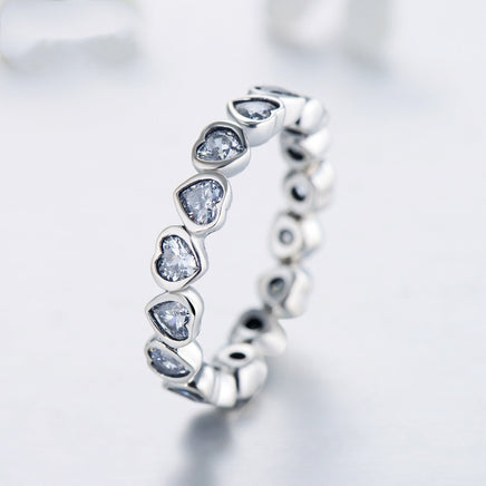 Sterling Silver Heart to Heart to Heart Ring - Sterling Hearts