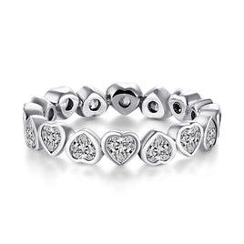 Sterling Silver Heart to Heart to Heart Ring - Sterling Hearts