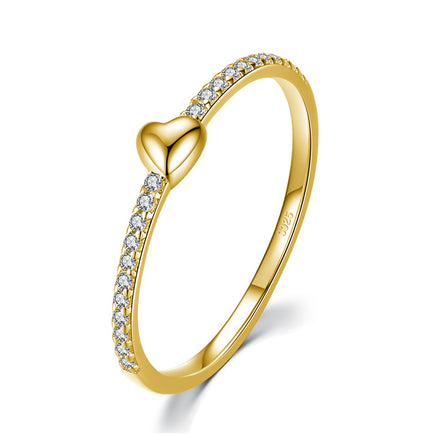 Simple S925 Silver Heart-Shaped Ring - Sterling Hearts