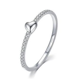 Simple S925 Silver Heart-Shaped Ring - Sterling Hearts