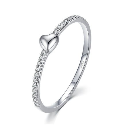 Simple S925 Silver Heart-Shaped Ring - Sterling Hearts