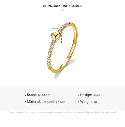 Simple S925 Silver Heart-Shaped Ring - Sterling Hearts