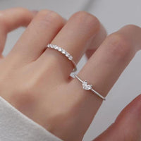 S925 Sterling Silver French Style Gang Drill Love Heart-shaped Ring - Sterling Hearts