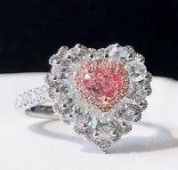 Eternal Radiance 18K White Gold Pink Diamond Heart Ring