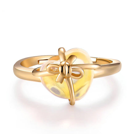 925 sterling silver lemon crystal love bow ring jewelry - Sterling Hearts