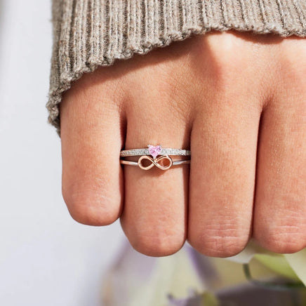 Infinite Lucky 8-label Silver Ring - Sterling Hearts