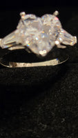 2 Carat Cubic Zirconia Heart Ring with Accent Stones - Sterling Silver 925