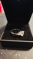 2 Carat Cubic Zirconia Heart Ring with Accent Stones - Sterling Silver 925