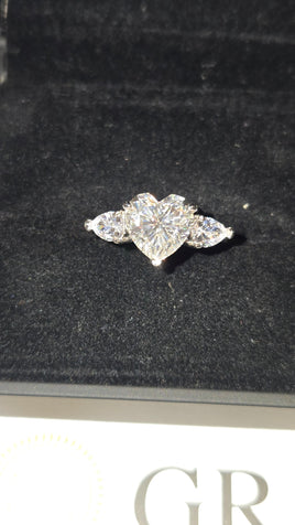 Moissanite 3.0ct heart stone sterling silver 925 ring