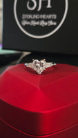 Everlasting Love - 2ct Cubic Zirconia Heart Ring with Accent Stones - Sterling Silver 925