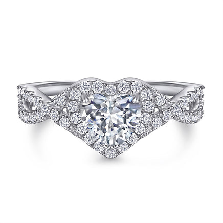 Cubic Zirconia Wedding Ring - Sterling Hearts