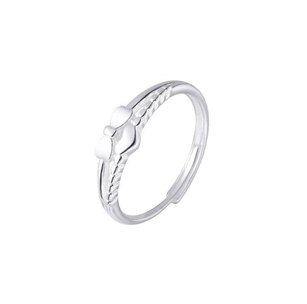 Sterling Silver Bow Love Heart-shaped Ring - Sterling Hearts
