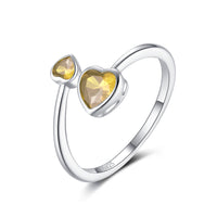 S925 Sterling Silver Ring Double-headed Cute Loving Heart Zircon Twelve-color Adjustable - Sterling Hearts