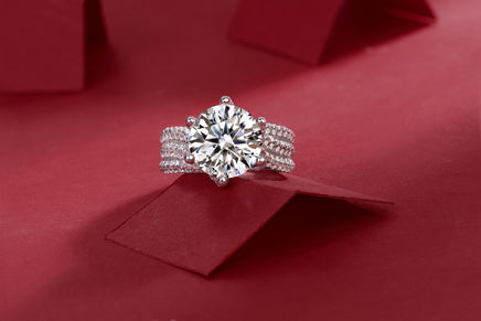 Moissanite My World Silver Ring - Sterling Hearts