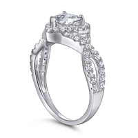 Cubic Zirconia Wedding Ring - Sterling Hearts