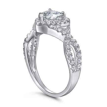 Cubic Zirconia Wedding Ring - Sterling Hearts