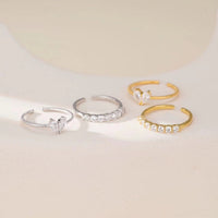 S925 Sterling Silver French Style Gang Drill Love Heart-shaped Ring - Sterling Hearts