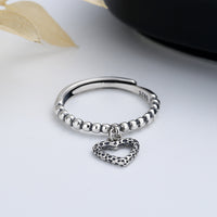 Sterling Silver Love Heart Pendant Ring - Sterling Hearts