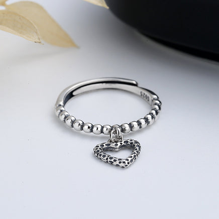 Sterling Silver Love Heart Pendant Ring - Sterling Hearts