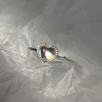Aurora Moonstone Heart Ring - Sterling Hearts
