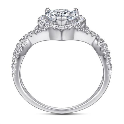 Cubic Zirconia Wedding Ring - Sterling Hearts