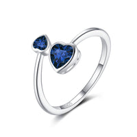S925 Sterling Silver Ring Double-headed Cute Loving Heart Zircon Twelve-color Adjustable - Sterling Hearts