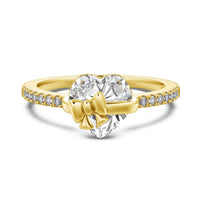 Sterling Silver Bow Heart Ring - Romantic Love Promise Band