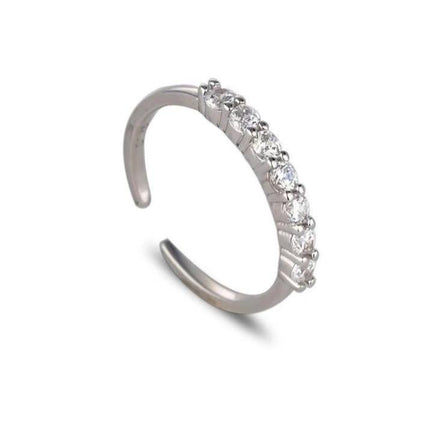 S925 Sterling Silver French Style Gang Drill Love Heart-shaped Ring - Sterling Hearts
