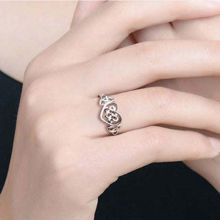 Celtic knot ring - Sterling Hearts